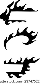 Vector illustration frame flame tribal tattoo isolated on white background