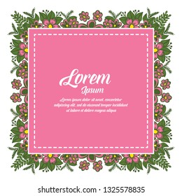 Vector illustration frame floral decorative with write invitation marriage hand drawn