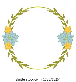 Vector illustration frame floral grey and yellow hand drawn