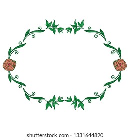 Vector illustration frame floral leafy ornate with greeting card hand drawn