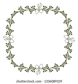 Vector illustration frame flower black with white backdrop hand drawn