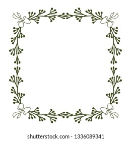 Vector illustration frame flower black with white backdrop hand drawn
