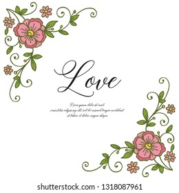 Vector illustration frame flower for gift greeting card hand drawn