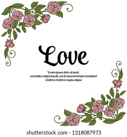Vector illustration frame flower for gift greeting card hand drawn