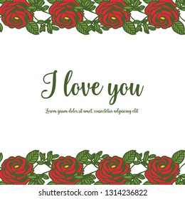 Vector illustration frame flower for greeting card lettering love with style hand draw