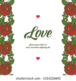 Vector illustration frame flower for greeting card lettering love with style hand draw