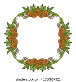 Vector illustration frame flower hand drawn