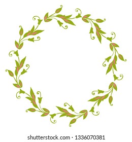 Vector illustration frame flower leaf green with white background hand drawn