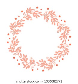 Vector illustration frame flower leaf orange beautiful hand drawn