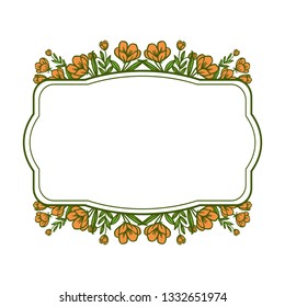 Vector illustration frame flower orange and leaf green hand drawn