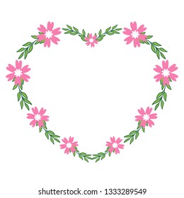 Vector illustration frame flower pink and yellow hand drawn