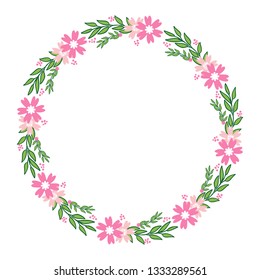 Vector illustration frame flower pink and yellow hand drawn