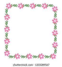 Vector illustration frame flower pink and yellow hand drawn