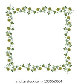 Vector illustration frame flower pink and yellow for greeting card hand drawn