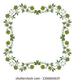 Vector illustration frame flower pink and yellow for greeting card hand drawn