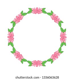 Vector illustration frame flower pink and yellow for greeting card hand drawn