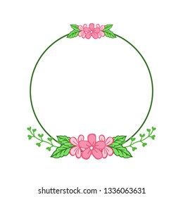 Vector illustration frame flower pink and yellow for greeting card hand drawn