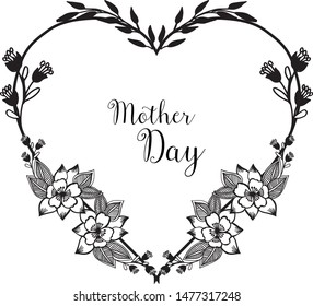 Vector illustration frame flower pink and leaf green blooms with card best wishes