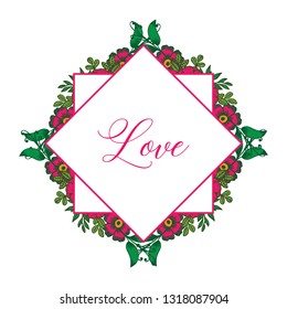 Vector illustration frame flower red with white background hand drawn