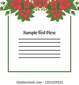 Vector illustration frame flower red for write your text hand drawn