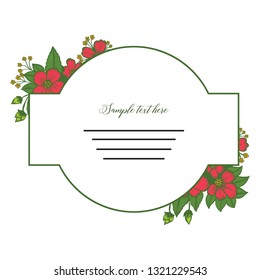 Vector illustration frame flower red for write your text hand drawn