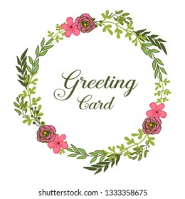 Vector illustration frame flower red and pink for greeting card design hand drawn