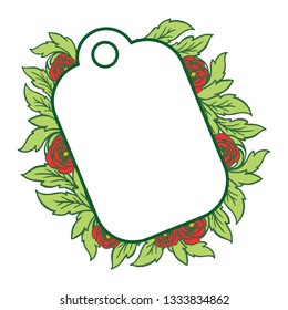 Vector illustration frame flower red and violet hand drawn