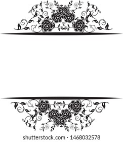Vector illustration frame flower rose leaf green for card happy day wedding romantic