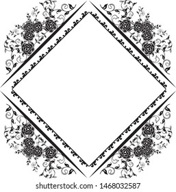 Vector illustration frame flower rose leaf green for card happy day wedding romantic