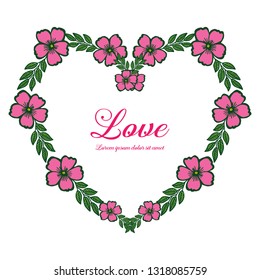 Vector illustration frame flower shape heart hand drawn