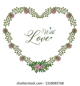 Vector illustration frame flower shape heart hand drawn