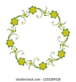Vector illustration frame flower yellow and orange hand drawn