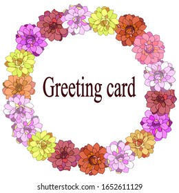 vector illustration, frame with flowers in bright color, greeting card, for different design