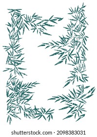 Vector illustration of frame formed by textured and irregular leaves.