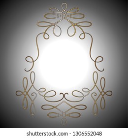 Vector illustration frame with gold ornate decor design frame in a classic style