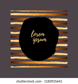 Vector Illustration with frame and golden stripes. Template for Happy Mother's day, Happy Birthday, Father's day, invitation, greeting card, postcard.