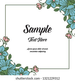Vector illustration frame green flower for write your text hand drawn