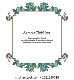 Vector illustration frame green flower for write your text hand drawn