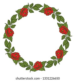 Vector illustration frame of green leafy roses hand drawn