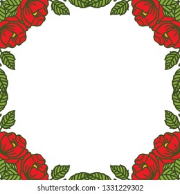 Vector illustration frame of green leafy roses hand drawn