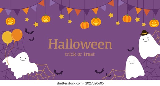 Vector illustration frame for Halloween pumpkins and ghosts (background)