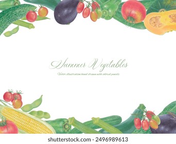 Vector illustration frame of hand drawn summer vegetables