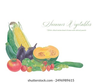 Vector illustration frame of hand drawn summer vegetables