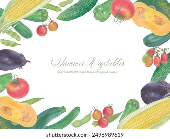 Vector illustration frame of hand drawn summer vegetables