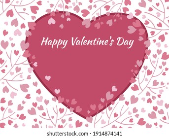 Vector illustration, frame with heart. Pink abstract background. Vector poster, card happy valentines day. Template for your design