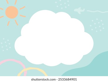 Vector illustration of a frame of large clouds floating in the sky