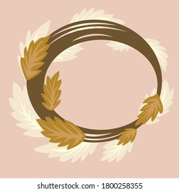 Vector illustration with frame and leaves for cards