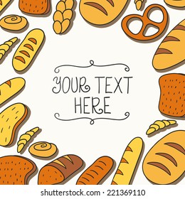 Vector illustration frame of loaves of bread and a white.