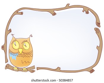 Ilustración vectorial del marco hecho de rama con lechón