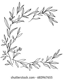 vector illustration of a frame made of branches with leaves